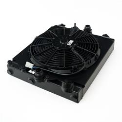 [CSF-2858XB] CSF Radiators 2858XB: Universal Half Radiator - Evo 7/8/9 / 92-00 Civic - w/ SPAL Fan & Shroud - Black