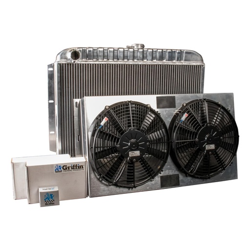 [GRI-CU-70203] Griffin Radiators CU-70203: PerformanceFit Radiator ComboUnit for 1959-1963 Chevy Impala with Steering Box Knock out & Transmission Cooler