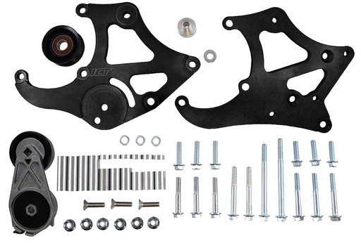 [ICB-551474-1B] ICT Billet 551474-1B: 551474-1B Heavy-Duty A/C Compressor Bracket Kit for GM LS Engines w/Corvette Crank Pulley Spacing [Black]