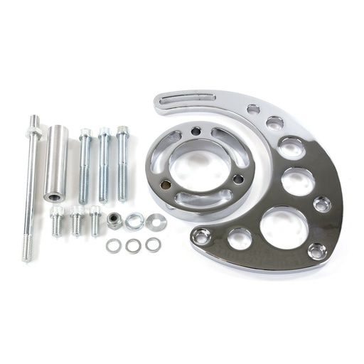 [TSN-JM9123C] Top Street Performance JM9123C: JM9123C Alternator 10SI Bracket, Aluminum BBC High-Mount Long Water Pump, Chrome