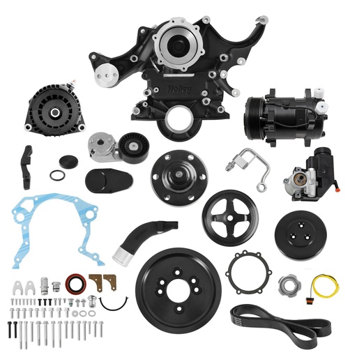 [HLY-20-370BK] Holley 20-370BK: 20-370BK Mid-Mount Complete Accessory System for Small Block Ford [Black Finish]