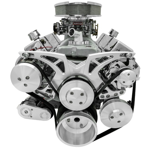 [MCH-21150] March Performance 21150: 21150 Small Block Chevy Clear Powder-Coat Style Track Serpentine Kit (AC/PS/ALT)