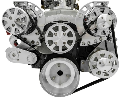 [MCH-21620] March Performance 21620: 21620 Small Block Chevy Clear Powder Coat Sport Track Serpentine Kit (AC/PS/ALT)