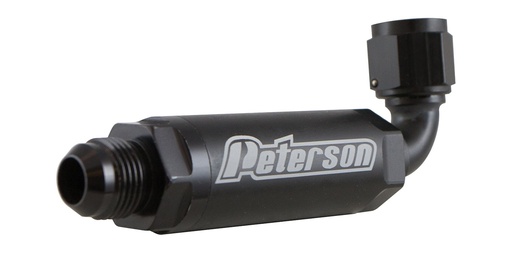 [PFF-09-0409] Peterson Fluid Systems 09-0409: Inline High Flow Scavenge Filter 90° -16AN Inlet and -16AN Outlet