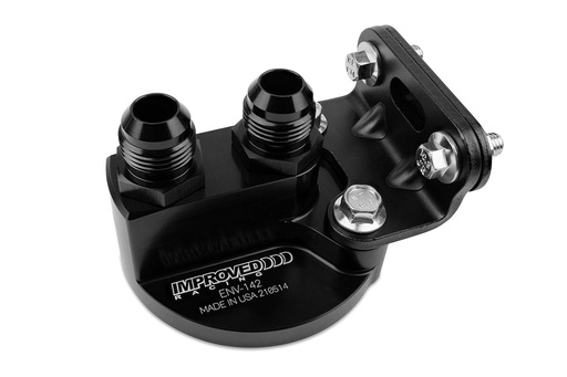 [IRP-ENV-142-F1] Improved Racing ENV-142-F1: ENV-142-F1 Remote oil filter head, 2x -10AN ORB ports, with bracket, 3/4"-16