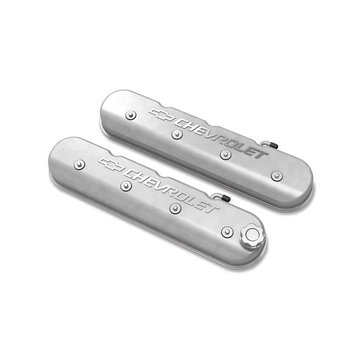 [HLY-241-400] Holley 241-400: 241-400 Aluminum Valve Covers GM LS1/LS2/LS3/LS6/LS7 Engines, Chevrolet with Bowtie Logo - Natural Machined Finish
