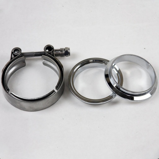 [GRN-308530-1M] Granatelli 308530-1M: 308530-1M Mating Male To Female Interlocking Flanges, 3.0 in. 76 mm, Male To Female Interlocking w/V-Band Clamp, Mild Steel