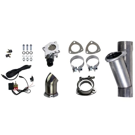 [GRN-303530] Granatelli 303530: 303530 Electronic Exhaust Cutout Kit, 3.0 in. (76 mm), Aluminized Mild Steel, w/Slip Fit And Band Clamps