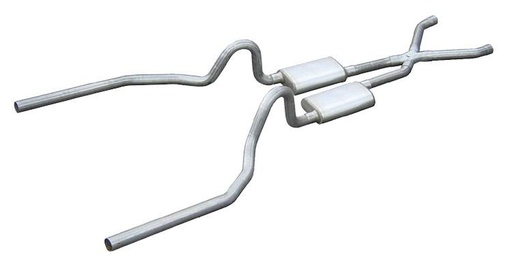 [PYE-SFM03T] Pypes Performance Exhaust SFM03T: Crossmember Back X-Pipe Exhaust System with Turbo Pro Mufflers for 1965-1970 Ford Mustang [2.500 in.]
