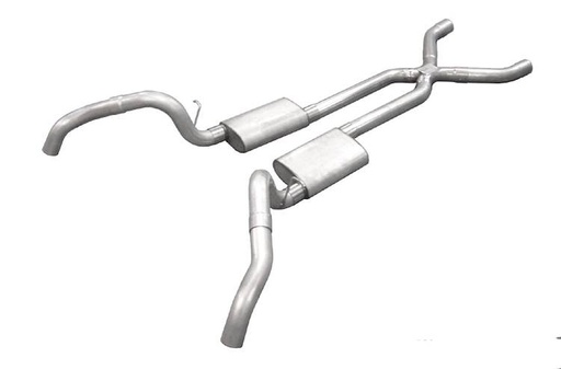 [PYE-SGF63T] Pypes Performance Exhaust SGF63T: Crossmember Back X-Pipe Exhaust System with Turbo Pro Mufflers for 1967-1969 GM F-Body [3 in.]