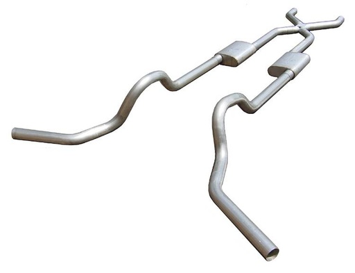 [PYE-SGT79T] Pypes Performance Exhaust SGT79T: Crossmember Back X-Pipe Exhaust System with Turbo Pro Mufflers Fits Select 1967-1974 GM Truck, SUV [2.500 in.]